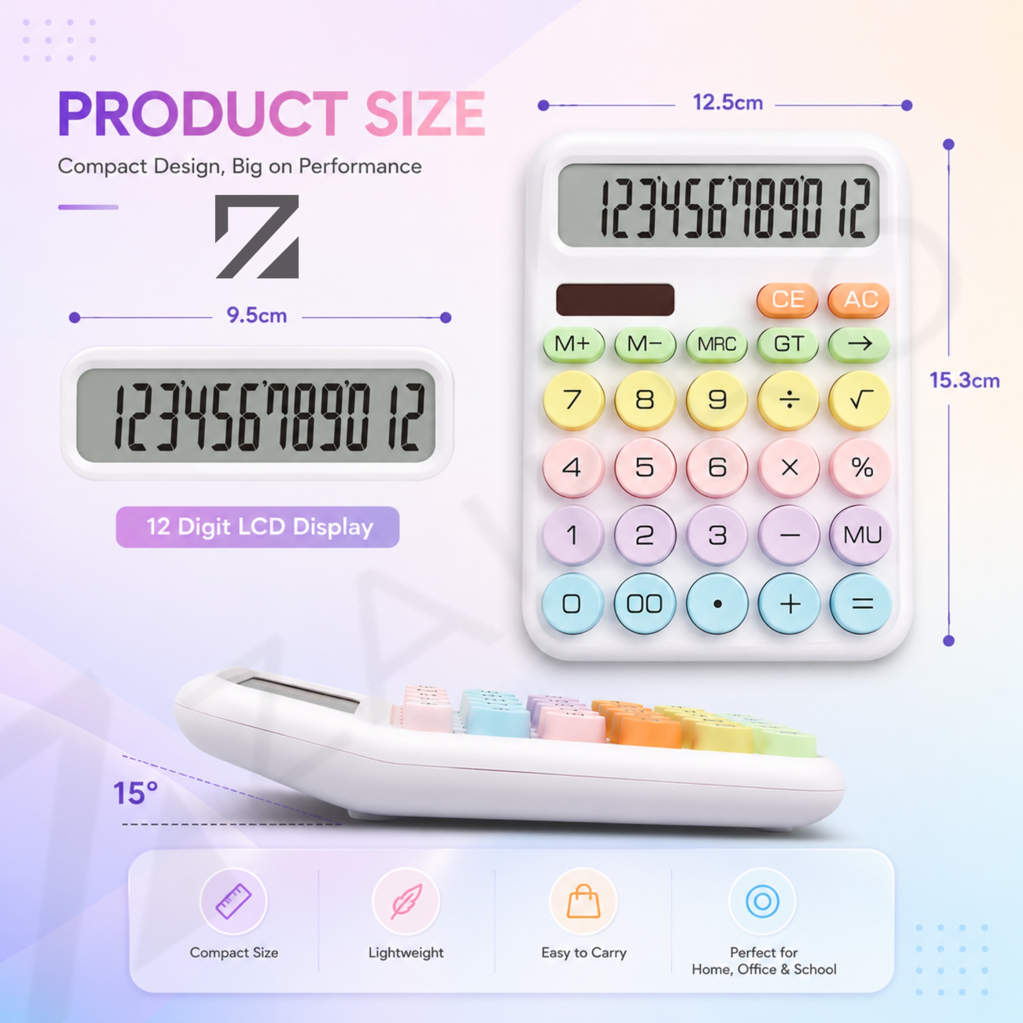 12-Digit Candy Calculator with Big Round Buttons - Image 2