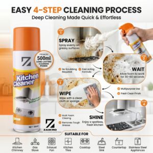 ZAIKRO Bubble Foam Cleaner Spray – Kitchen & Chimney Degreaser (500ml)