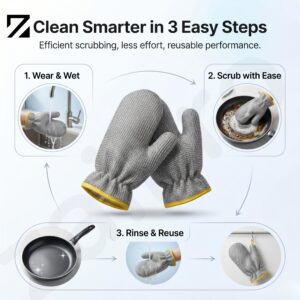 Silver Wire Dishwashing Gloves – Reusable Scrubber Gloves (1 Pair)