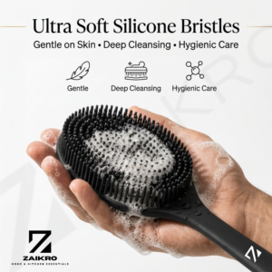 Silicone Body & Back Massage Brush – Long Handle Bath Brush