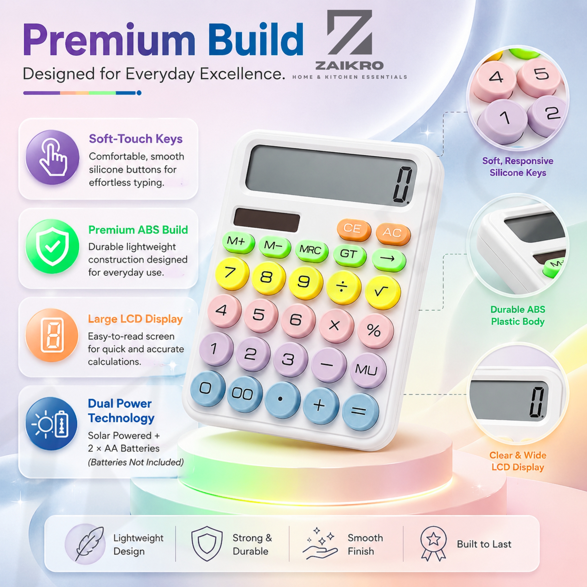 12-Digit Candy Calculator with Big Round Buttons - Image 3