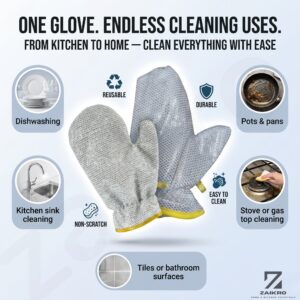 Silver Wire Dishwashing Gloves – Reusable Scrubber Gloves (1 Pair)