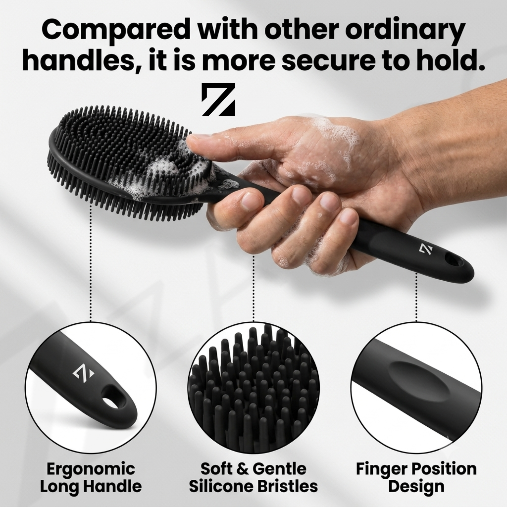 Silicone Body & Back Massage Brush – Long Handle Bath Brush - Image 4