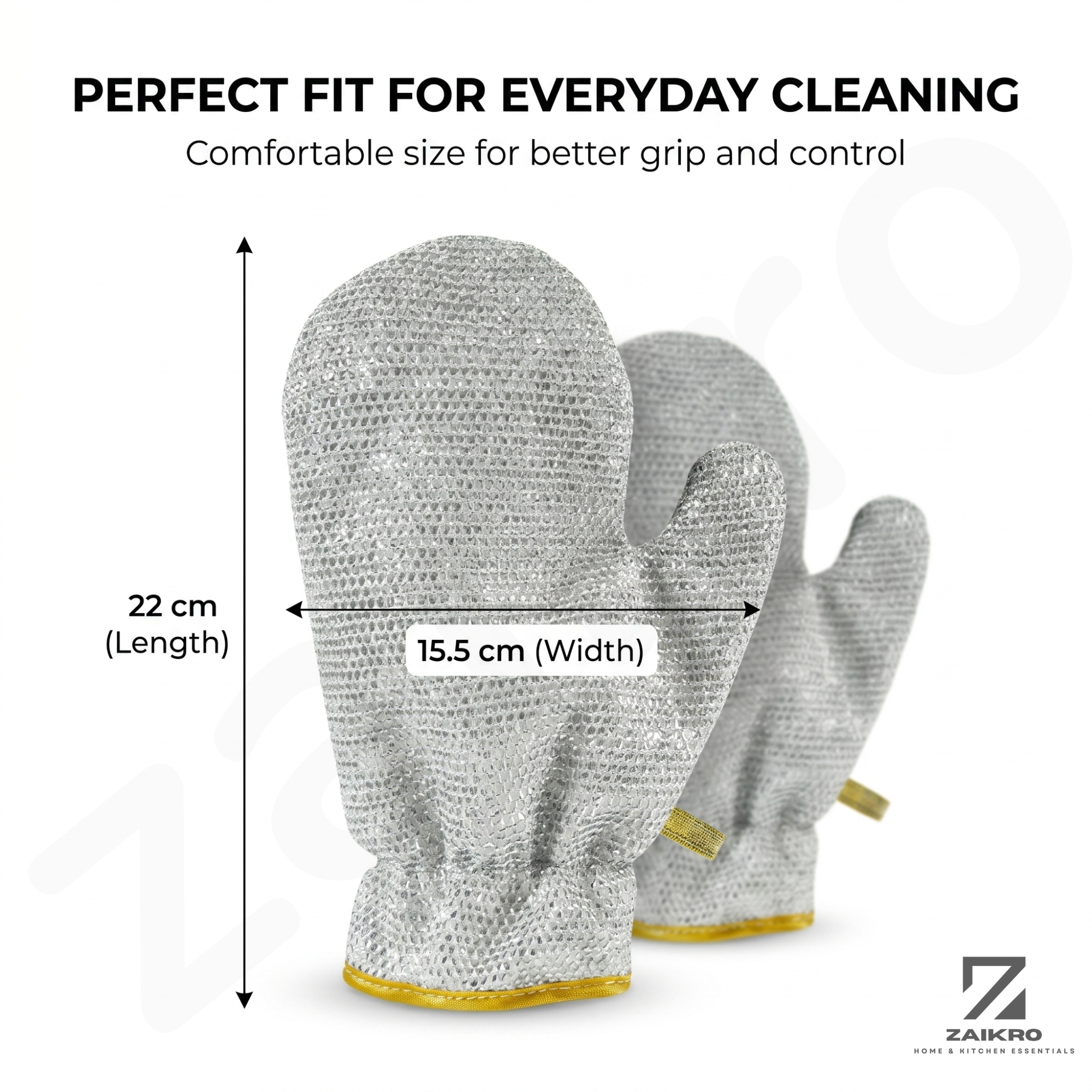 Silver Wire Dishwashing Gloves – Reusable Scrubber Gloves (1 Pair) - Image 5