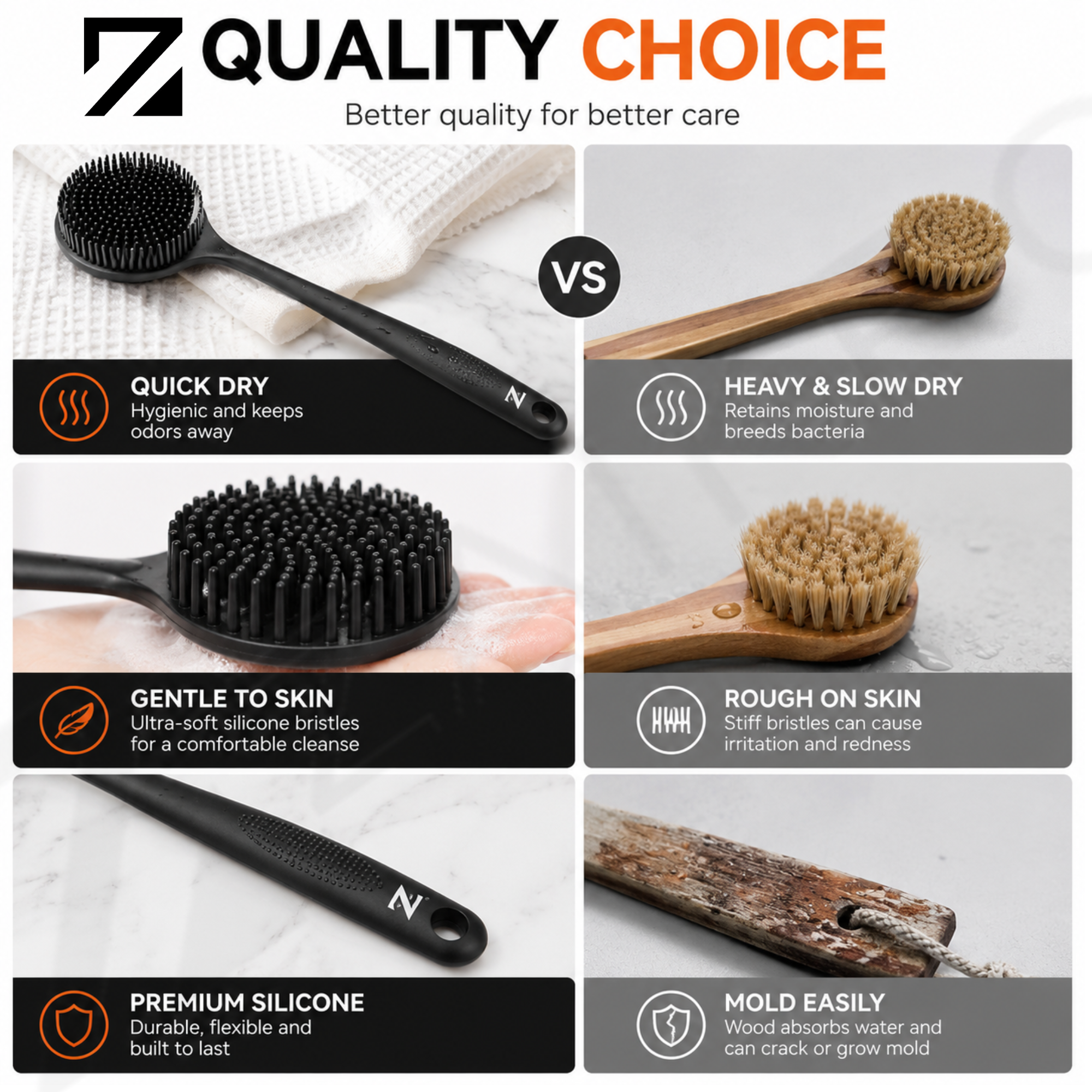 Silicone Body & Back Massage Brush – Long Handle Bath Brush - Image 6