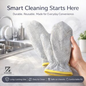 Silver Wire Dishwashing Gloves – Reusable Scrubber Gloves (1 Pair)